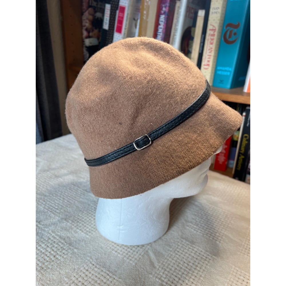 Scala Collection Womens Brown Wool Blend Cloche Hat With Black Band Buckle‎